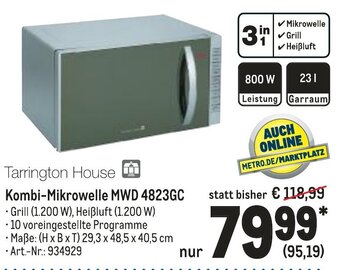 METRO Tarrington House Kombi Mikrowelle MWD 4823GC Angebot