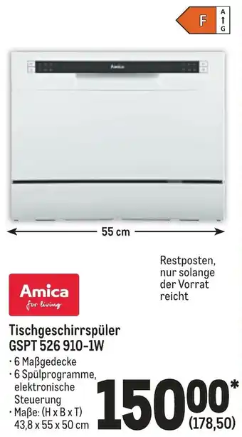 METRO Amica for living Tischgeschirrspüler GSPT 526 910-1W Angebot