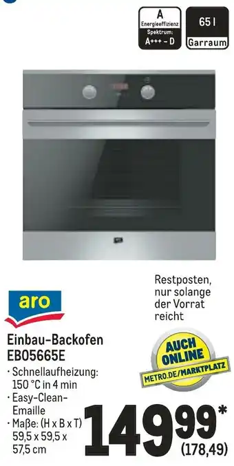 METRO Aro Einbau Backofen EB05665E Angebot