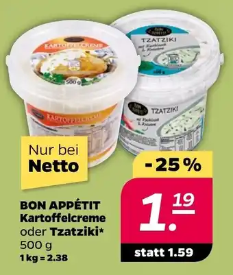 NETTO Bon Appétit Kartoffelcreme oder Tzatziki 500 g Angebot