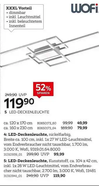 XXXLutz Wofi Led-deckenleuchte Angebot