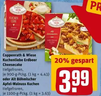 REWE Coppenrath & wiese kuchenliebe erdbeer cheesecake oder oder alt böhmischer apfel-walnuss kuchen Angebot