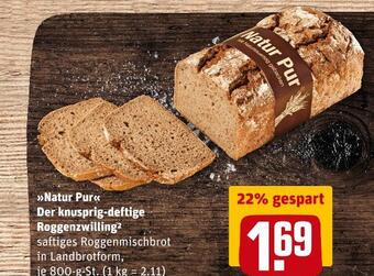 REWE Natur pur der knusprig-deftige roggenzwilling Angebot