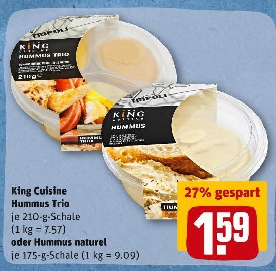 King cuisine hummus trio oder hummus naturel Angebot bei REWE