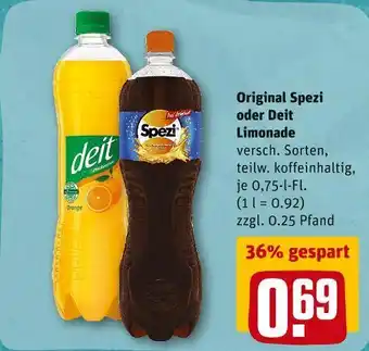 REWE Original spezi oder deit limonade Angebot