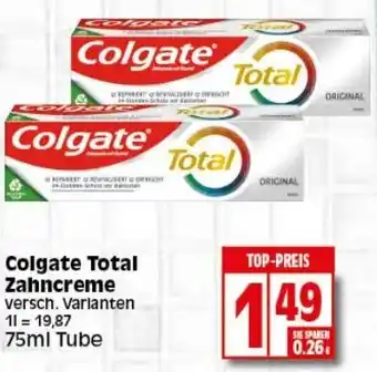 Elli Markt Colgate Total Zahncreme 75 ml Tube Angebot