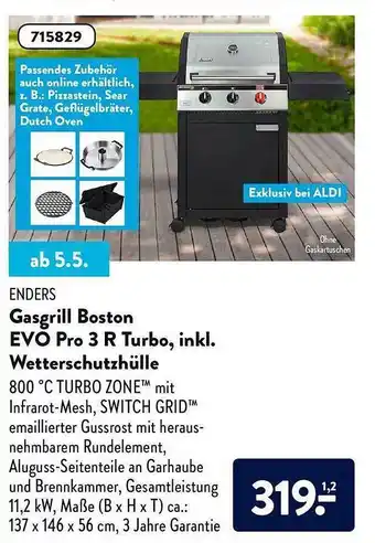 Aldi Süd Enders Gasgrill Boston Evo Pro 3r Turbo Inkl. Wetterschutzhülle Angebot