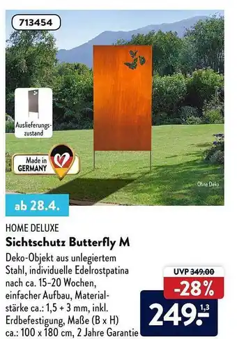 Aldi Süd Home Deluxe Sichtschutz Butterfly M Angebot