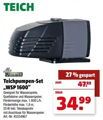 Hagebau Mr. Gardener Teichpumpen Set ,,WSP 1600" Angebot