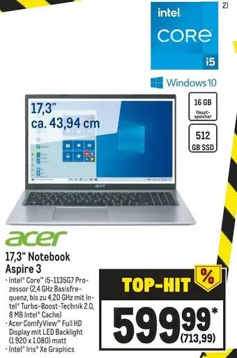 METRO Acer 17,3" Notebook Aspire 3 Angebot