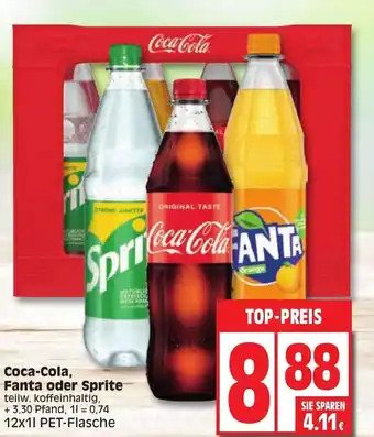 Edeka Coca-Cola, Fanta oder Sprite 12*1L Angebot