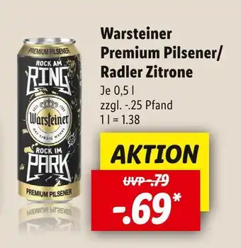 Lidl Warsteiner premium pilsener/ radler zitrone Angebot