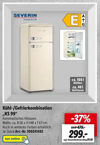 Lidl Kühl-/gefrierkombination „ks 99“ Angebot