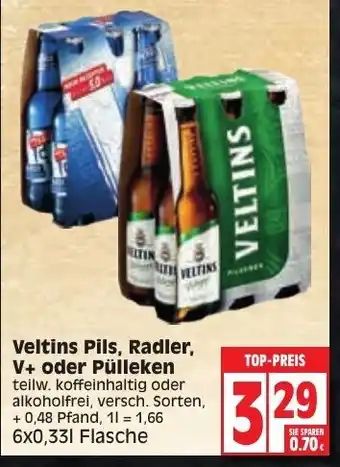 Edeka Veltins Pils, Radler, V+ oder Pulleken 6*330 ml Angebot