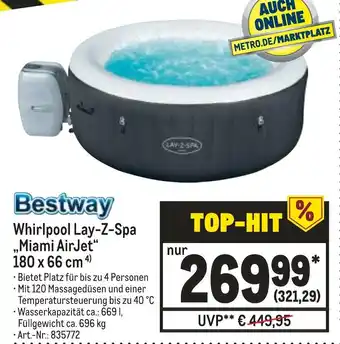 METRO Bestway Whirlpool Lay-Z-Spa ,,Miami AirJet" 180 x 66 cm Angebot