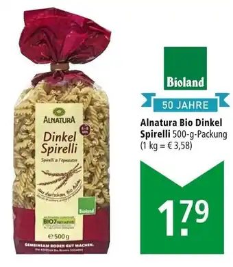 Marktkauf Alnatura Bio Dinkel Spirelli 500 g Angebot