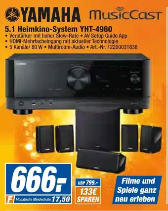 expert Techno Land Yamaha MusicCast 5.1 Heimkino System YHT 4960 Angebot