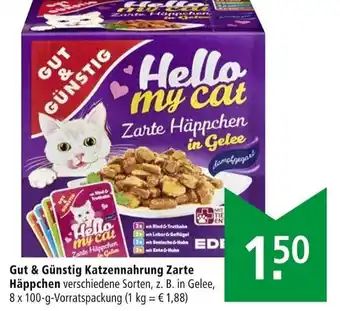 Marktkauf Gut & Günstig Katzennahrung Zarte Häppchen 8 x 100 g Angebot