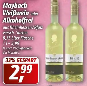 Simmel Maybach Weißwein oder Alkoholfrei 0,75 Liter Flasche Angebot