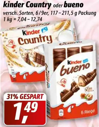 Simmel kinder Country oder bueno 117-211,5g Packung Angebot