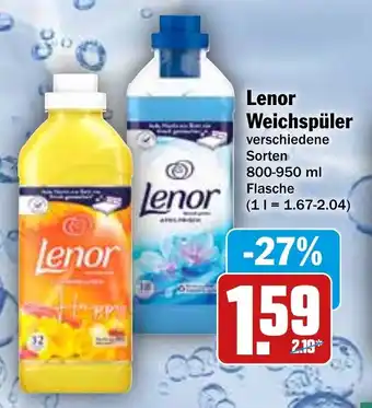 Hit Lenor Weichspüler 800/950 ml Flasche Angebot