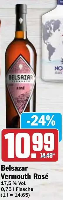 Hit Belsazar Vermouth Rosé 0,75L Flasche Angebot