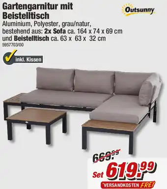 Poco Outsunny Gartengarnitur mit Beistelltisch Angebot