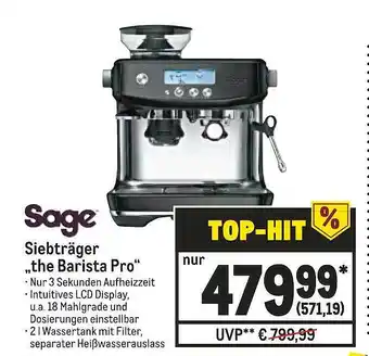 METRO Sage Siebträger „the Barista Pro“ Angebot