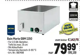 METRO Metro Professional Bain Marie Gbm 1150 Angebot