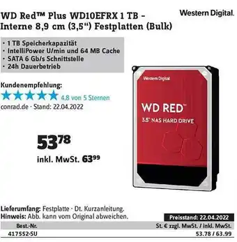 Conrad Wd Red Plus Wd10efrx 1 Tb Interne Angebot