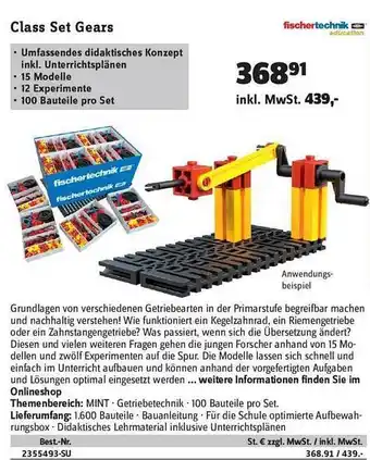 Conrad Fischer Technik Class Set Gears Angebot