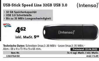 Conrad Intenso Usb-stick Speed Line 32gb Usb 3.0 Angebot