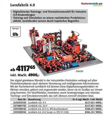 Conrad Fischer Technik Lernfabrik 4.0 Angebot