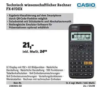 Conrad Casio Technisch Wissenschaftlicher Rechner Fx-87dex Angebot