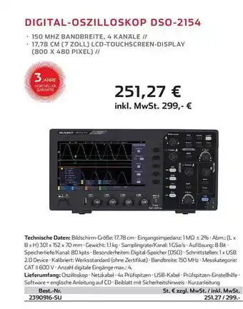 Conrad Digital-oszilloskop Dso-2154 Angebot