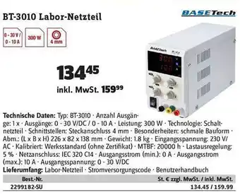 Conrad Bt-3010 Labor-netzteil Basetech Angebot