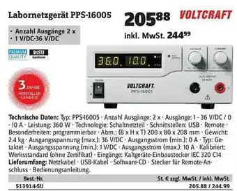 Conrad Labornetzgerät Pps-16005 Voltcraft Angebot