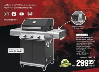 METRO Tarrington House Gasgrill 3-flammig Mit Seitenkocher „midfield“ Angebot