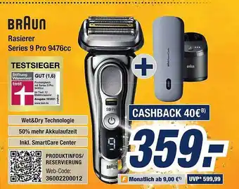 Expert Bening Braun Rasierer Series 9 Pro 9476cc Angebot