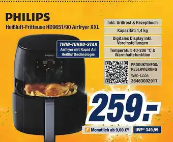 Expert Bening Philips Heißluft-fritteuse Hd9651-90 Airfryer Xxl Angebot