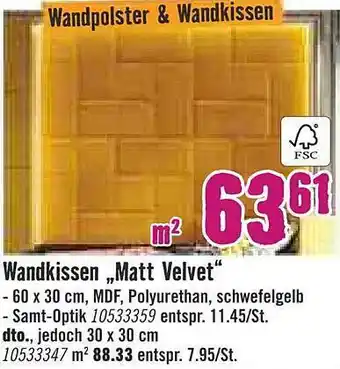 Hornbach Wandkissen „matt Velvet” Angebot