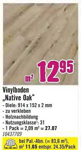 Hornbach Vinylboden „native Oak” Angebot