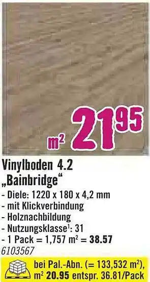 Hornbach Vinylboden 4.2 „bainbridge” Angebot