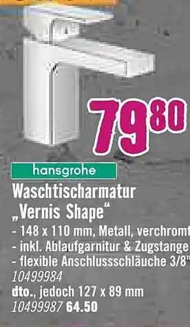 Hornbach Waschtischarmatur Vernis Shape Hansgrohe Angebot