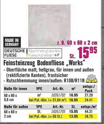 Hornbach Feinsteinzeug Bodenfliese Works Angebot