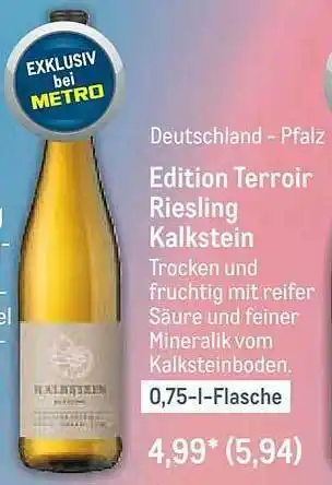 METRO Pfalz Edition Terroir Riesling Kalkstein Angebot