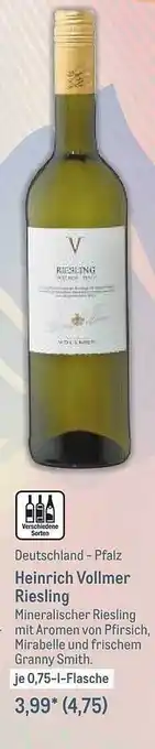 METRO Pflaz Heinrich Vollmer Riesling Angebot