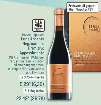 METRO Luna Argenta Negroamaro Primitivo Appassimento Angebot