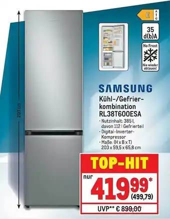 METRO Samsung Kühl--gefrier-kombination Rl38t600esa Angebot