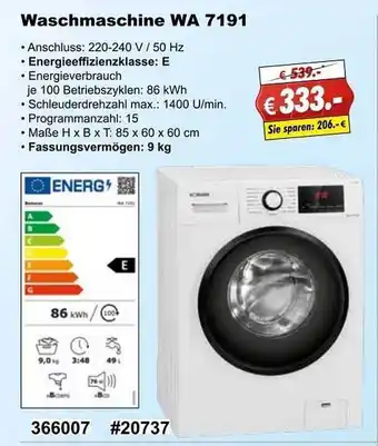 Stabilo Fachmarkt Waschmaschine Wa 7191 Angebot